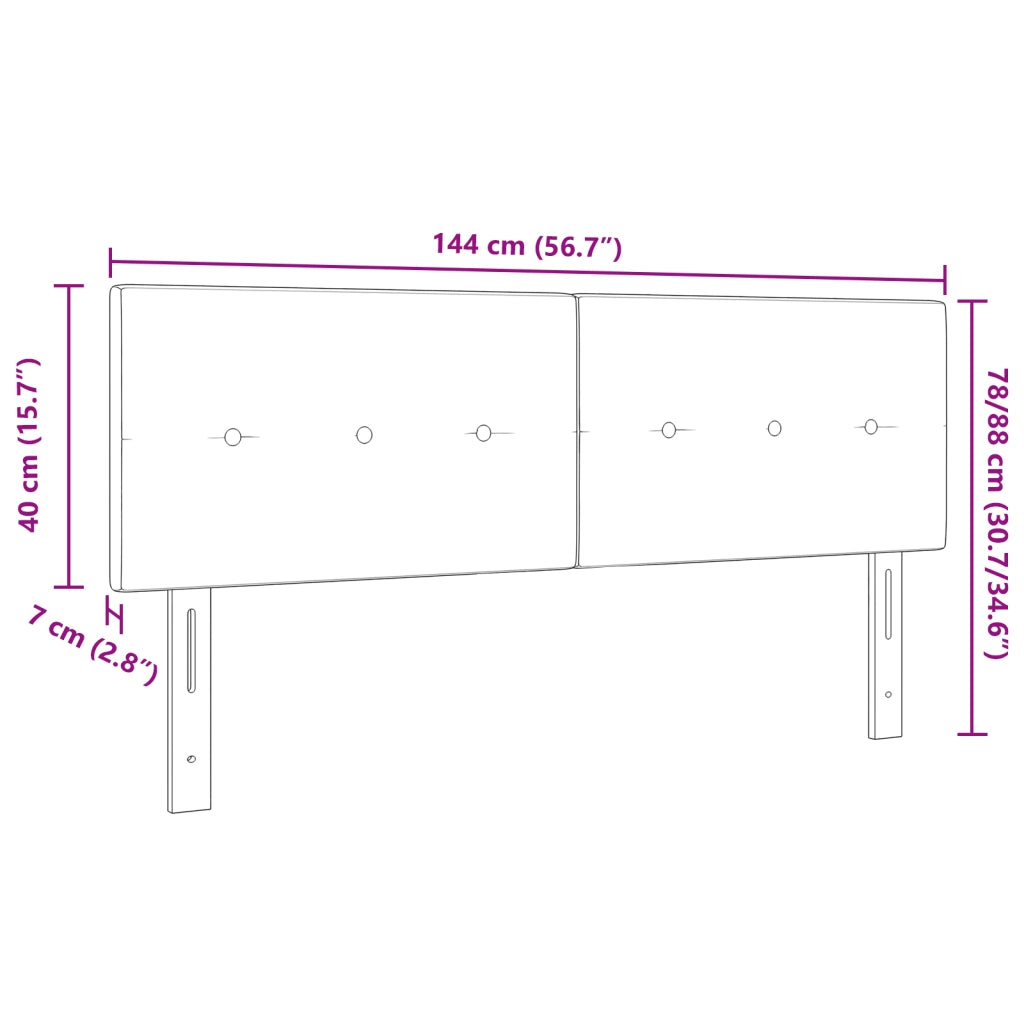 Testata LED  Pieghettata Grigia Scuro 72 cm in Tessuto