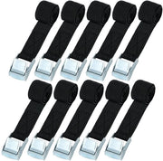 Cintura di trazione, 10 pezzi, 150 kg, 0,5 metro, cintura di trazione, larghezza 20 mm, cintura di trazione, cinture di trazione regolabili con chiusura a morsa per il trasporto, carico, bagaglio, campeggio - nero