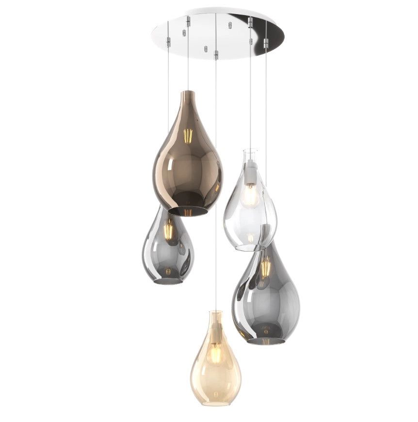 SOSPENSIONE IN VETRO 1193 PICCOLO FUME' ROSONE ACQUISTABILE SEPARATAMENTE 1 LUCE ATTACCO E27 D.25CM