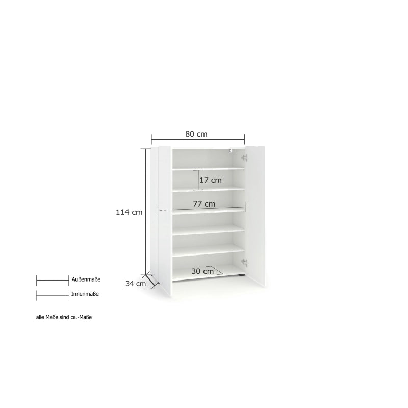 Scarpiera a 2 ante con 5 ripiani MISTER made in Italy