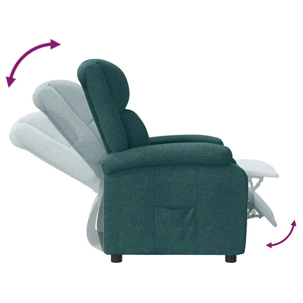 Divano Sedia-Poltrona Reclinabile in Tessuto Verde Scuro 736346