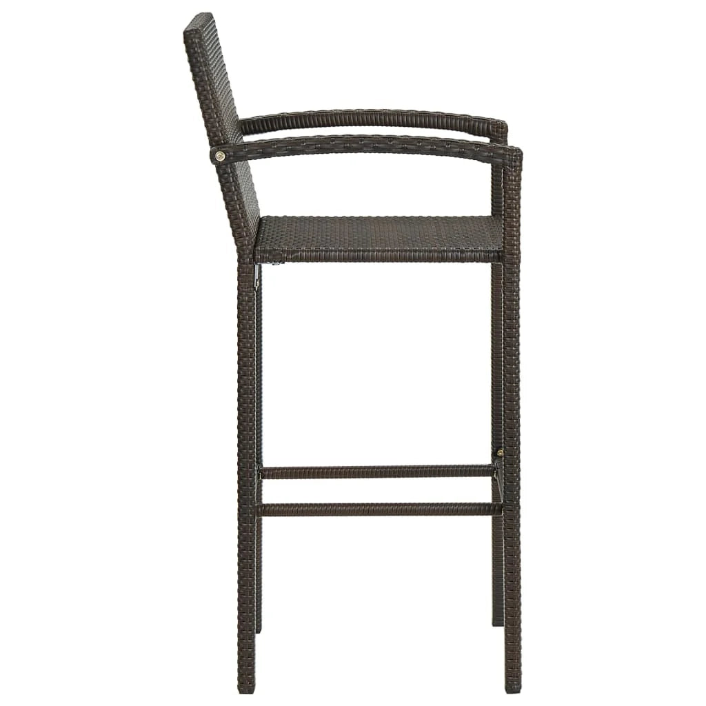 Set da bar da giardino composto da 5 pezzi con braccioli in resina intrecciata marrone 02_0014486