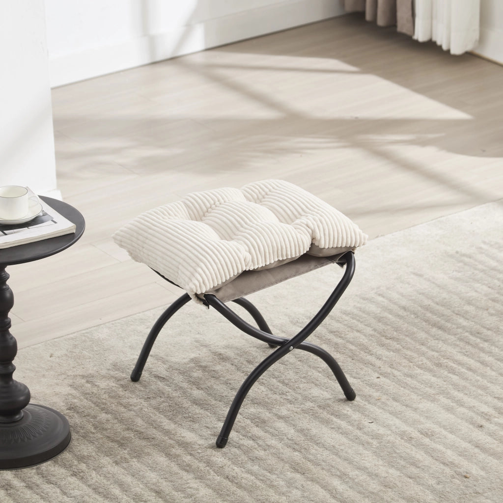 POLTRONA Relax con Pouf, 69,9x64x95 cm, Acciaio Bianco