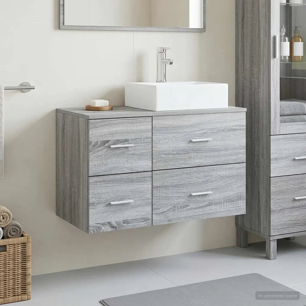Set di mobili per il bagno 2 pz Sonoma grigio 3403973