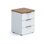 Aucuba, Comodino 3 Cassetti Made in Italy, 45x43x55h cm Bianco Lucido