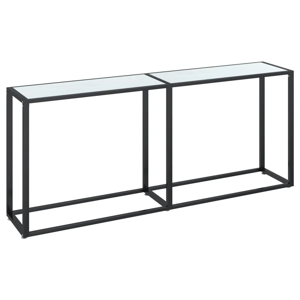 Tavolo Consolle Bianco Marmo 180x35x75,5 cm in Vetro Temperato 331684