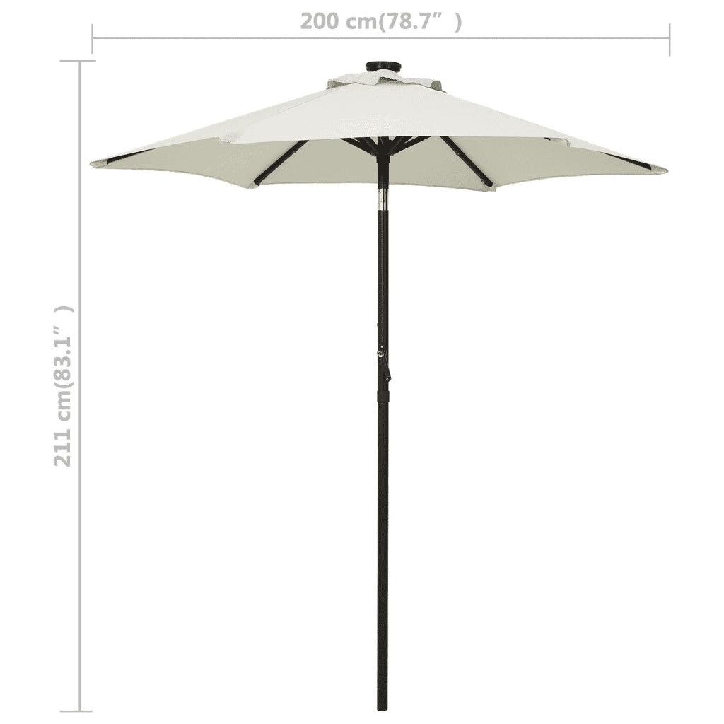 Ombrellone da Giardino-Ombrello da Balcone con Luci LED Sabbia 200x211 cm Alluminio