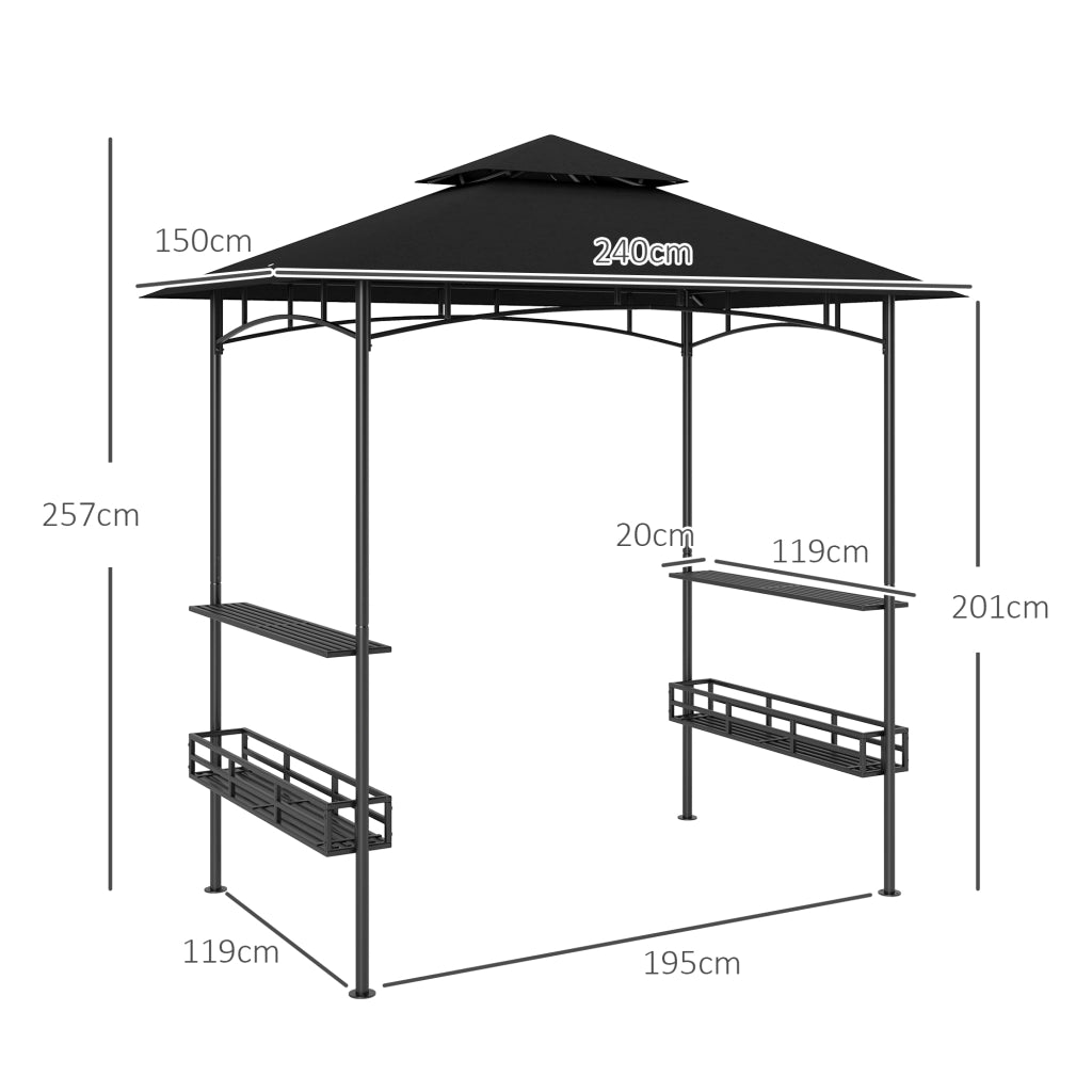 Tonnelle da giardino con barbecue ¨C zephmum ¨C grigio scuro 240x150x257 cm