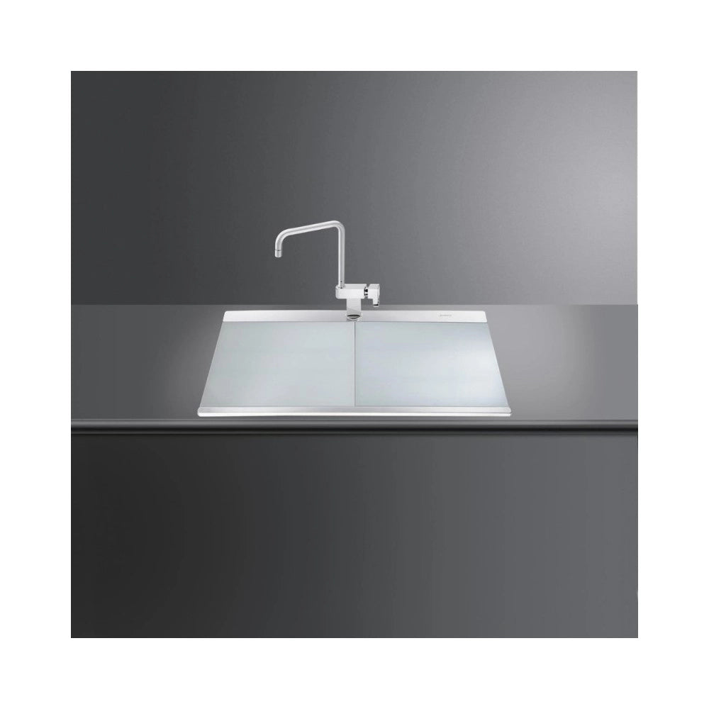 Lavello incasso 1 vasca e gocciolatoio destro con taglieri in vetro Smeg LI91SGD inox