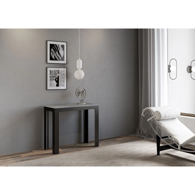Consolle allungabile 90x40/196 cm Linea Small Evolution telaio Antracite - Cemento