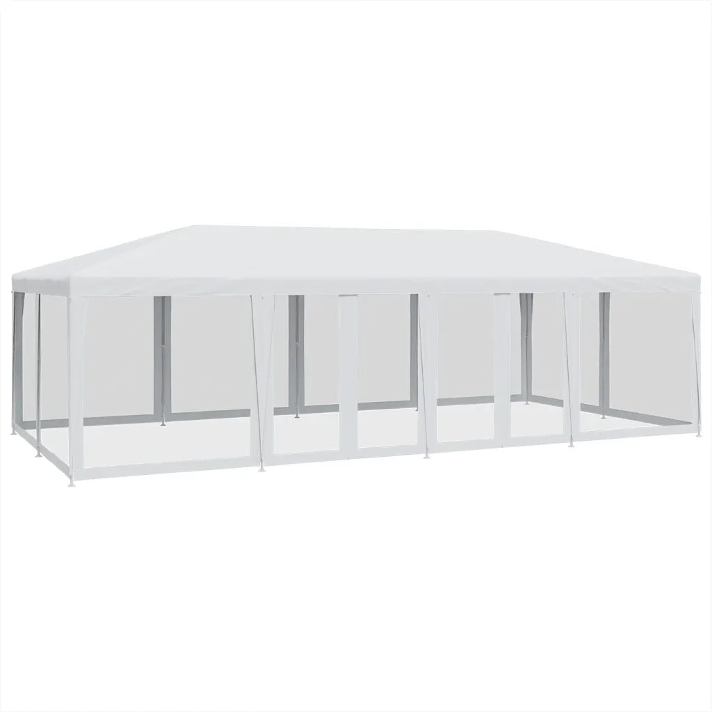 Tenda per Feste con 12 Pareti Laterali in Rete-Tenda da campeggio Bianco 8x4m HDPE