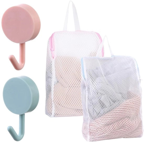2 set di sacchi di protezione per lavatrice e 2 set di chiodi adesivi, sacchetto per lavare a mano, sacchetto per lavare in viaggio, sacchetto lavabile da portare, sacchetto lavabile con grande capacità