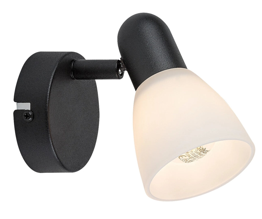 Applique Soma 1xE14 nera metallo vetro Rabalux