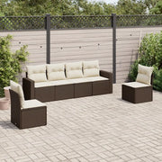 Set Divano da Giardino 6 pz con Cuscini Marrone in Polyrattan 3218803