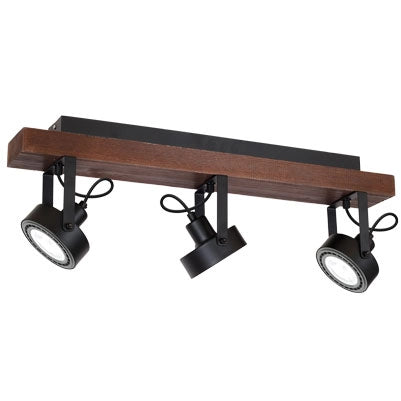 Plafoniera loft nera legno Viva Wood 3xES111 Luminex