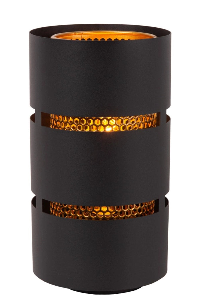 Lampada da tavolo tubo metallo nera oro E27 Rosas Lucide