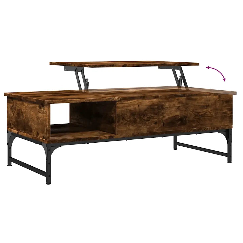 Tavolino Salotto Rovere Fumo 100x50x35 cm Multistrato e Metallo 845393