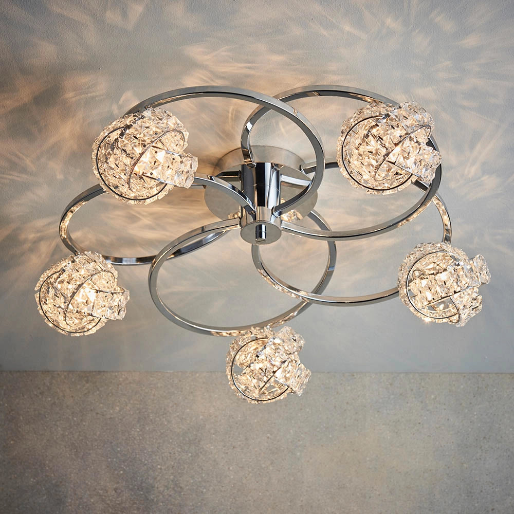 Plafoniera decorativa Talia Endon cromo cristallo 5xG9