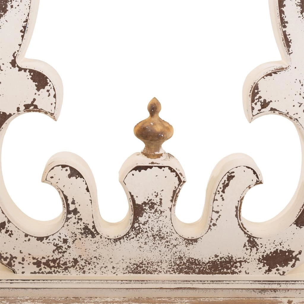 Mobile da ingresso in legno bianco intagliato 120x36x92h