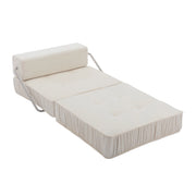 Divano letto modulare pieghevole con funzione letto e moduli separabili in ciniglia - bianco 186×93×44.5 cm