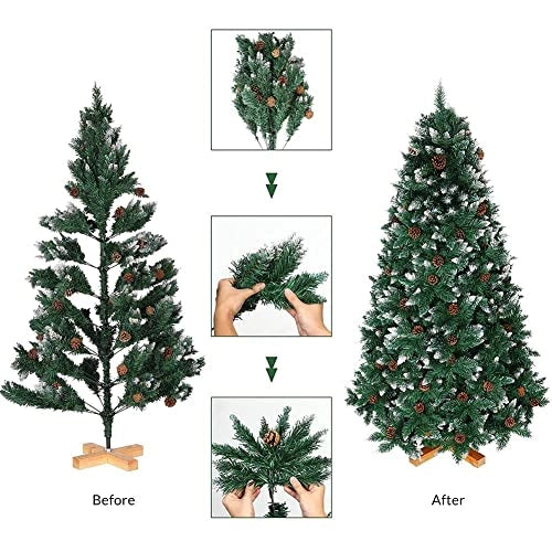 Albero di Natale 250cm King Premium Verde Innevato 1600 Rami Folto con Pigne