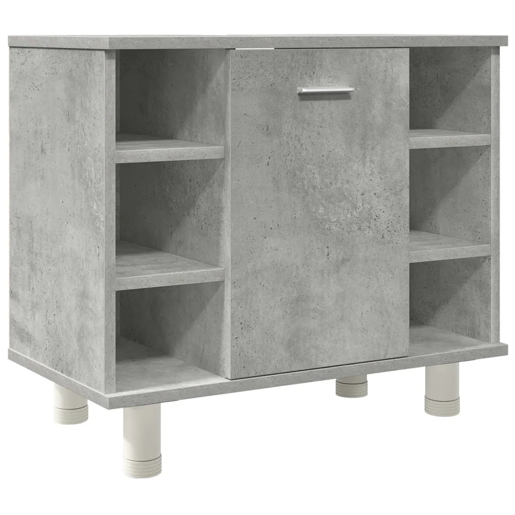 Set Mobili da Bagno | Armadio da bagno 3 pz Grigio Cemento in Legno Multistrato