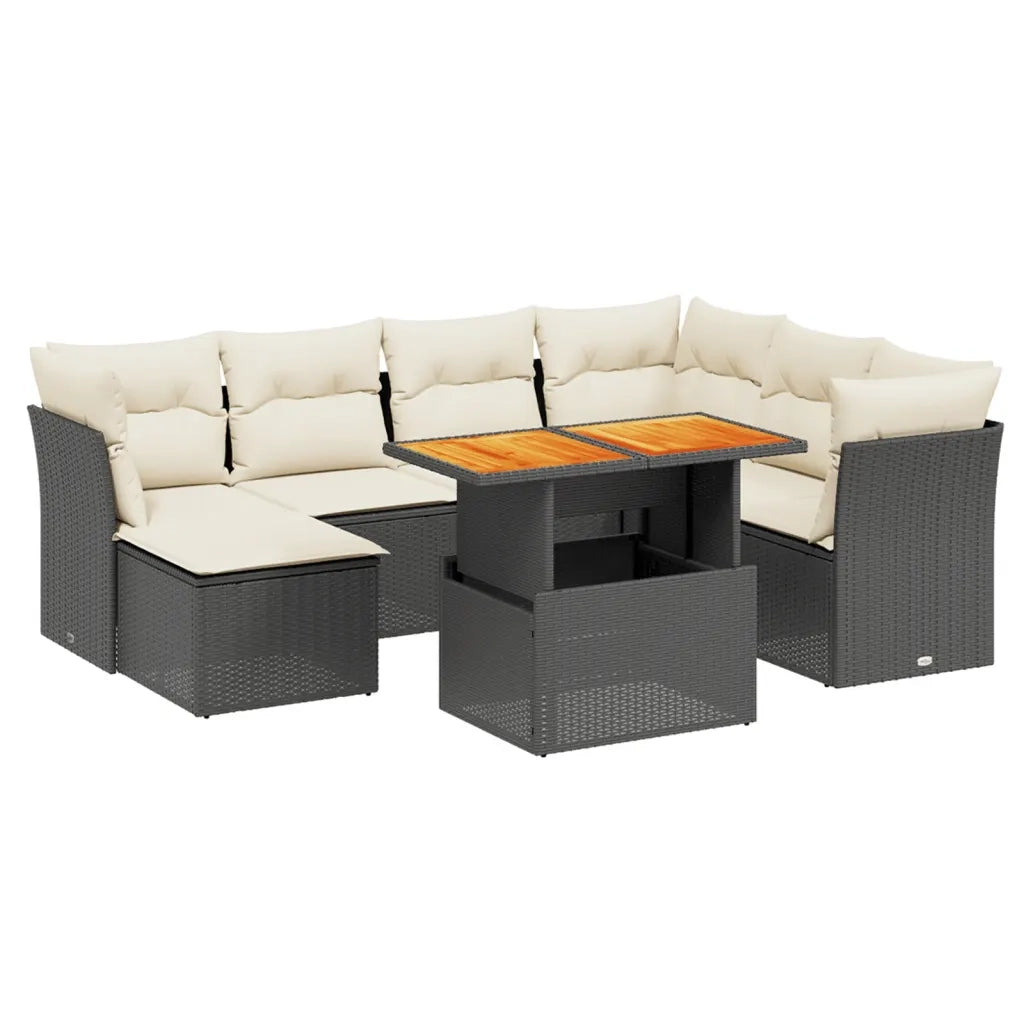 Set Divani da Giardino con Cuscini 8 pz Nero in Polyrattan 3270951