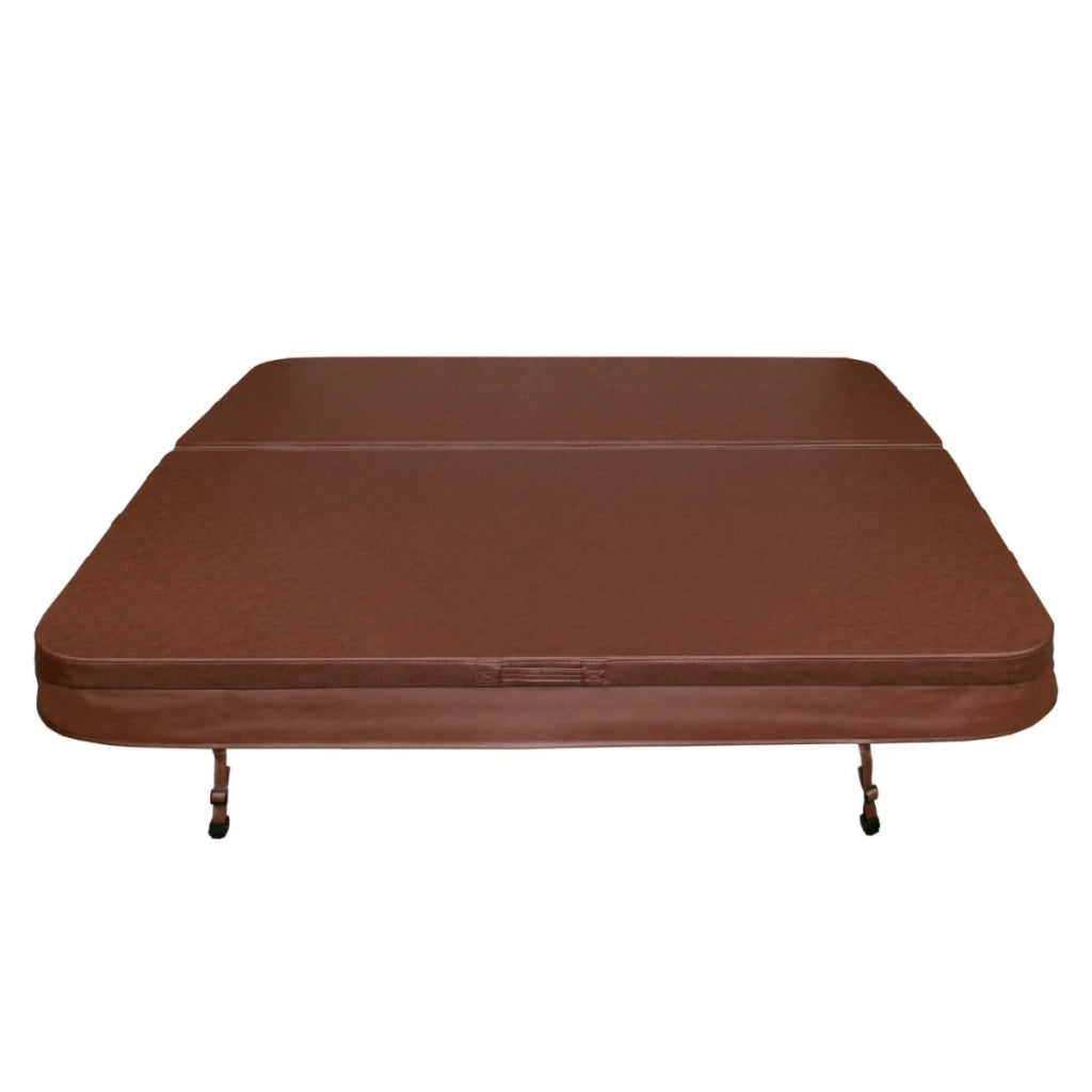 Copertura per vasca idromassaggio Coperchio Spa 2.2 x 2.2m quadrato Marrone Hard Top Resistente alle intemperie PVC in Pelle