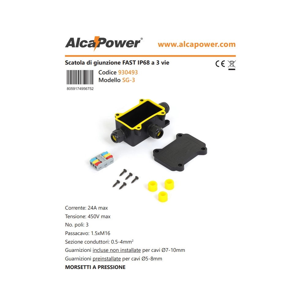 Alca power scatola di giunzione fast ip68 a 3 vie