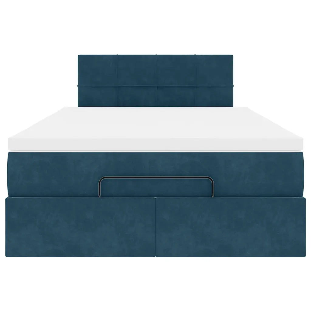 Pouf Letto con Materasso e LED Blu Scuro 120x190cm in Velluto 3312612