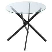 Tavolino Rotondo in Vetro con Gambe in Metallo ¨C Minimal ¨C Nero 80x80x75cm