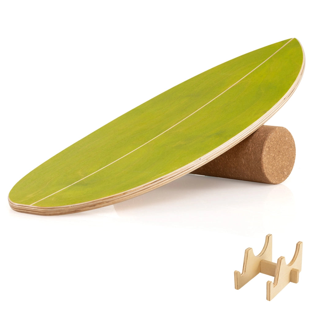 Tavola equilibrio legno rullo sughero supporto core allenamento, Tavola oscillante adulti skateboard hockey snowboard surf Verde