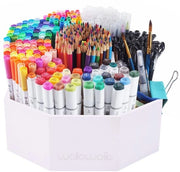Organizzatore per penna Hold 800+ per scrivania in bambù con regolazione di 360 gradi per la conservazione di matite, pennelli e pennarelli per piccoli artisti e uffici.