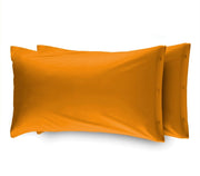 Coppia 2 Federe Cuscino Letto 100% Cotone Tinta Unita Sfoderabile Bottoni Laterali - Federe - Ocra