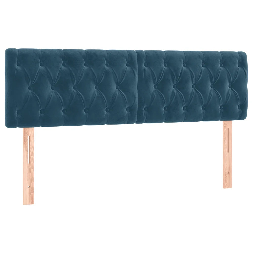 Letto a Molle con Materasso e LED Blu Scuro 160x200 cm