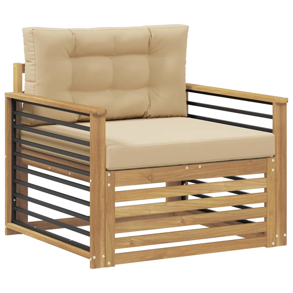Divano da esterno-Divano da Giardino Poliestere Bianco e beige 774116