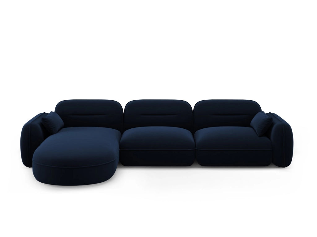 Cosmopolitan Design - Divano angolare modulare sinistro "Sydney" 4 posti in velluto blu reale 