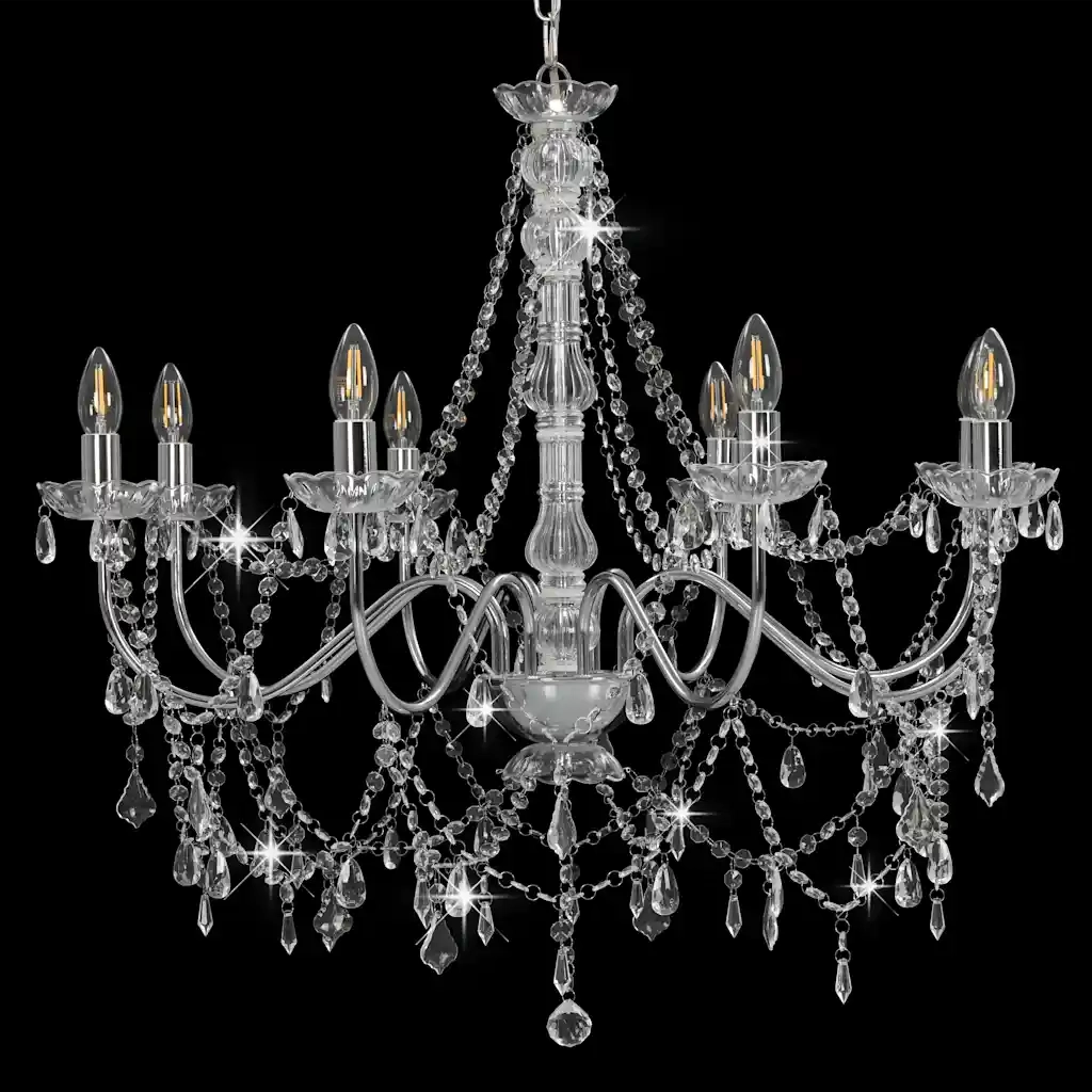 Elegante lampadario antico con perle di cristallo 80 x 75 cm atmosfera accogliente metallo argentato 02_0046412