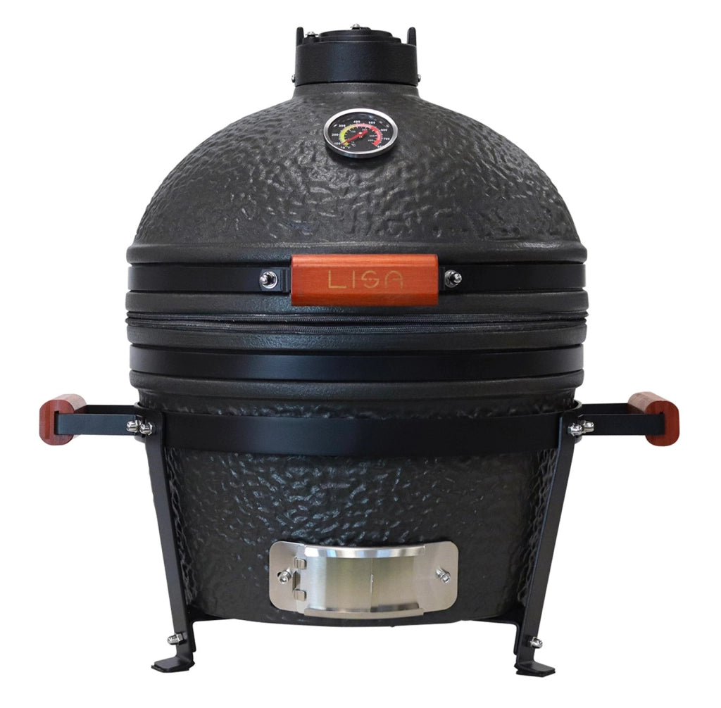 Barbecue a Carbone Carbonella da Appoggio Ø40,5 cm in Ceramica di Mullite Kamado Lisa Luxury 16” Nero