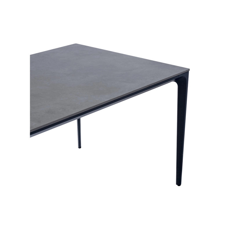 Tavolo Alghero 180x90 Alluminio Antracite Piano Gress Grigio Moia