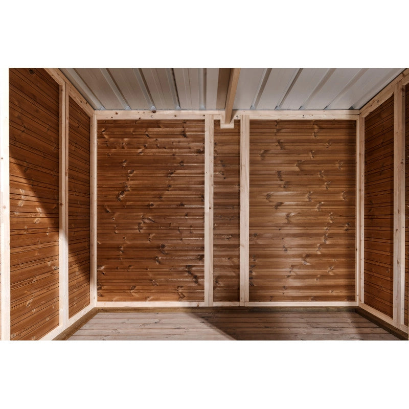 Casetta da giardino in legno termo-trattato 19 mm – 316x180 cm – porta vetrata e tetto bitumato – THE3218.02N Foresta