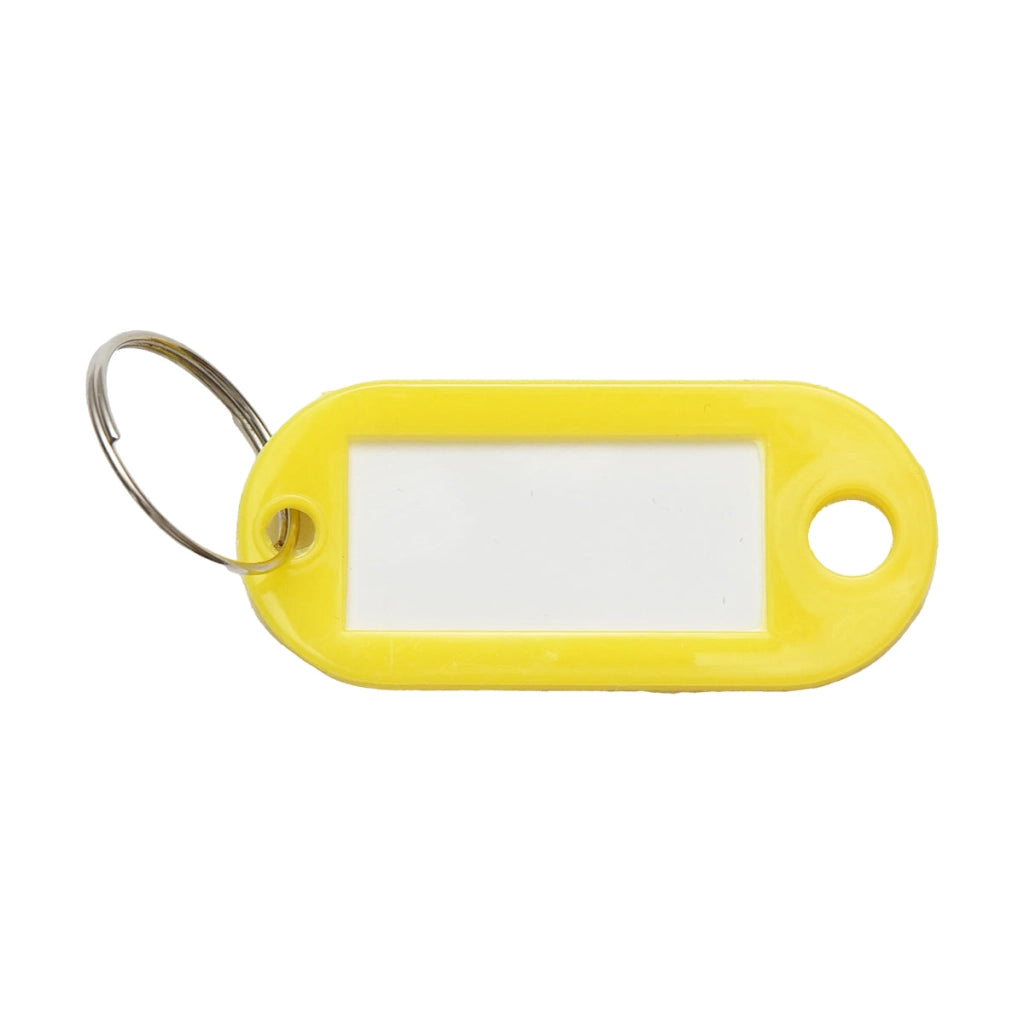 Portachiavi giallo con etichetta
