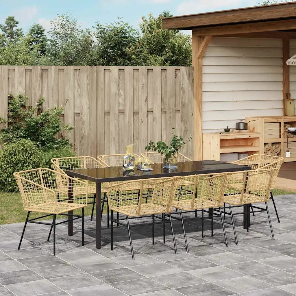 Set da Pranzo per Giardino 9 pcs Marrone polyrattan 3380903