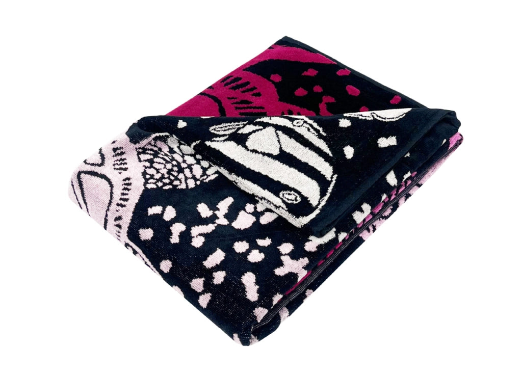 Telo Mare Jacquard Spugna Asciugamano Spiaggia Disegno Guizzo - Telo Mare - Fucsia