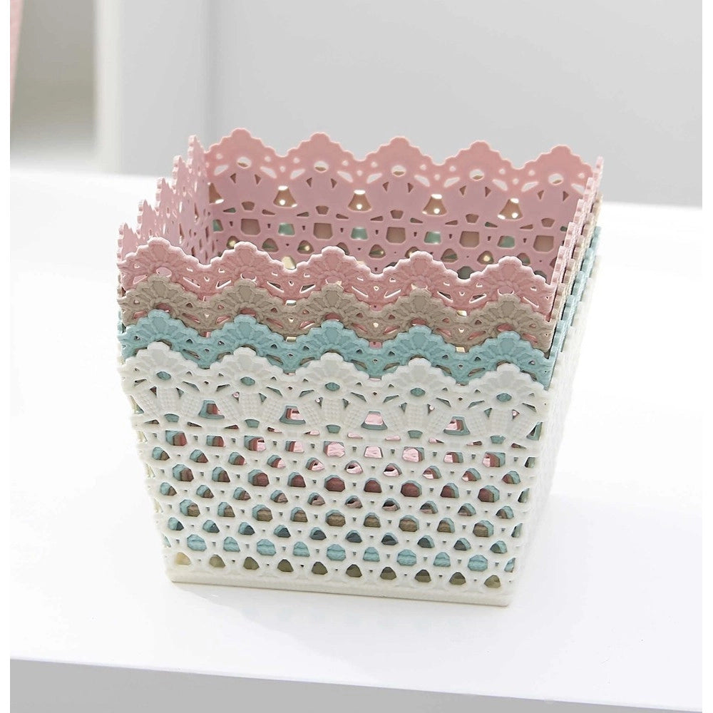 Trade Shop - Cestino Portatutto Oggetti Cesto Multiuso Plastica Quadrato 18.2x18.2x11cm 79474 -