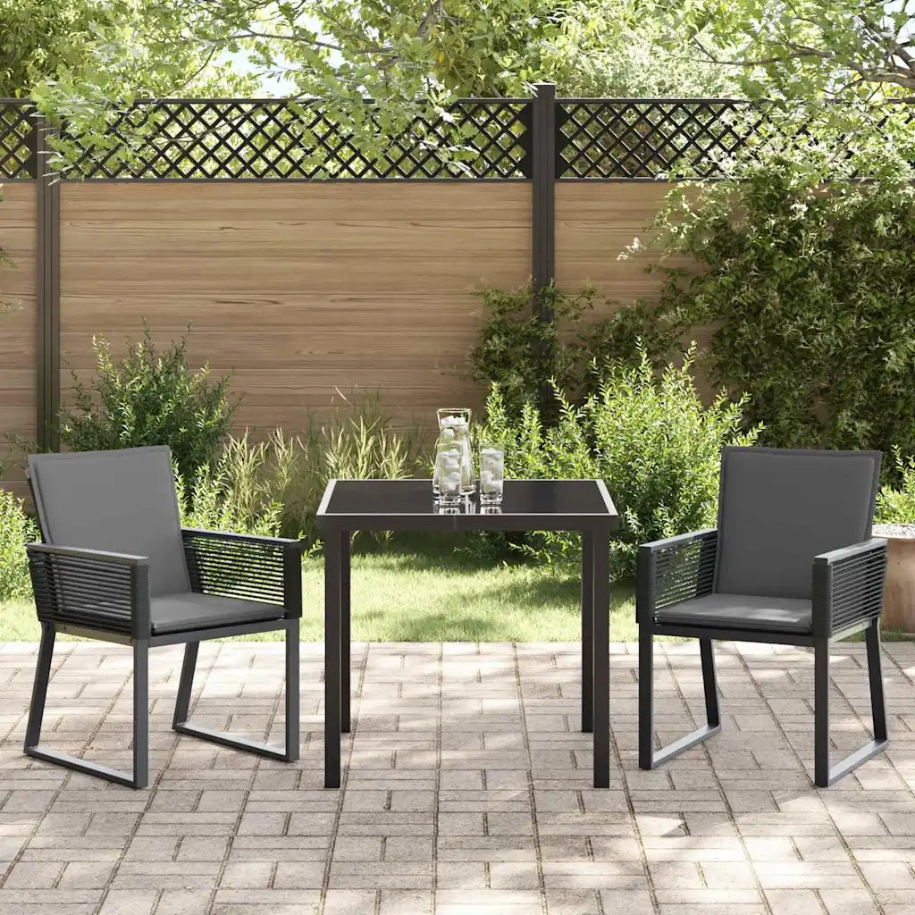Set da Pranzo per Giardino 3 pcs Nero 3379317