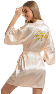 Kimono da sposa a V di seta con cintura per la sposa e le damigelle (XXL, champagne)