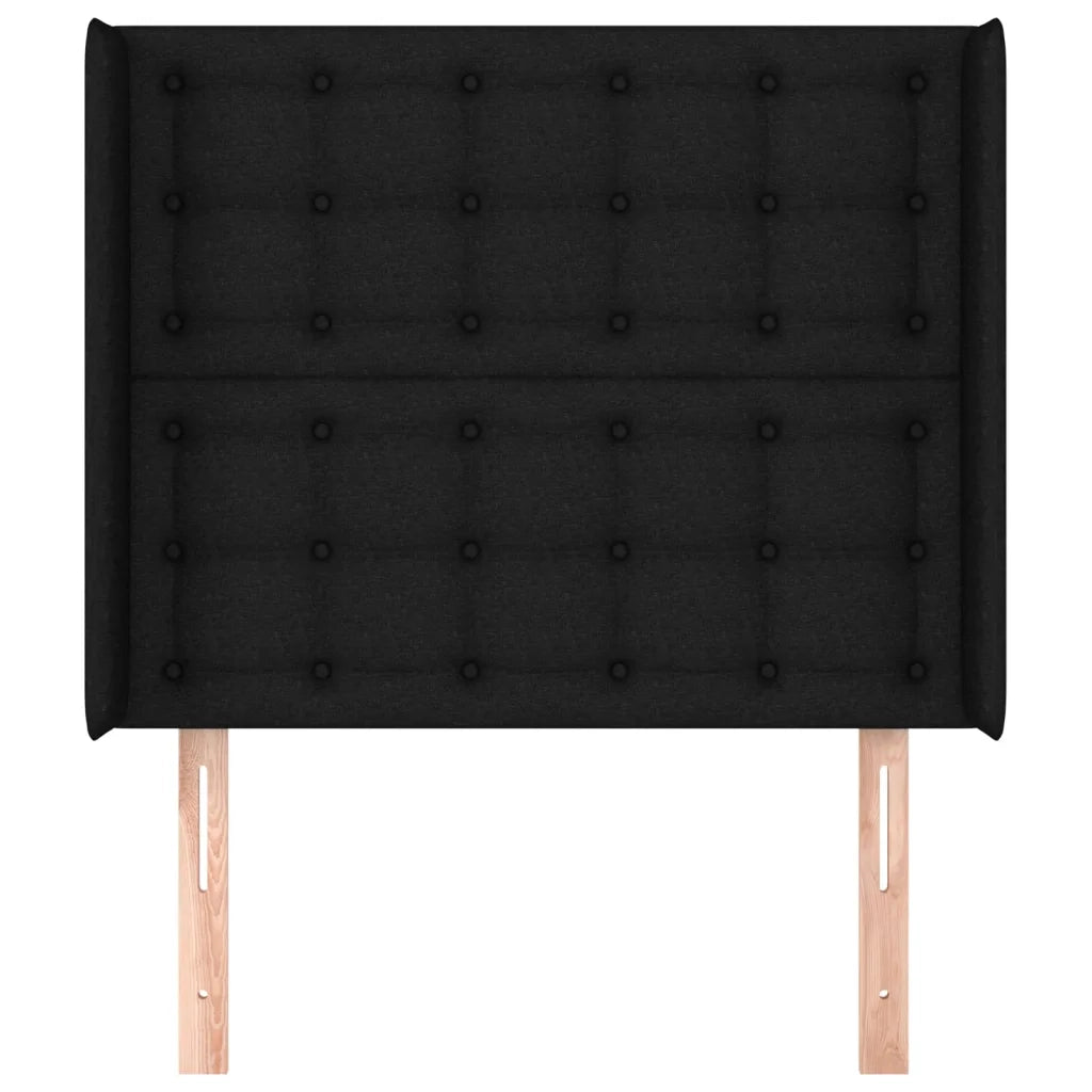 Testiera ad Orecchio Nera 83x16x118/128 cm in Tessuto