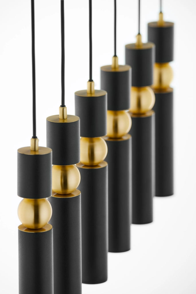Lampada sospensione barra 90cm nero oro 6xGU10 ALAS