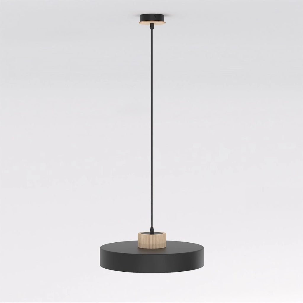 Lampada a sospensione KIVI in acciaio nero e legno